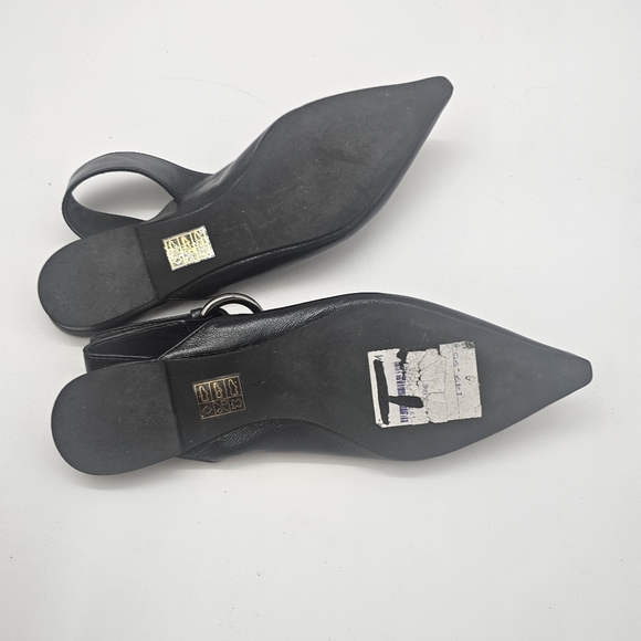 Jeffrey Campbell Black Scone Slingback Pointed Toe Flat Size 7 NWOB Leather - Picture 10 of 11
